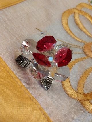 Fiore Swarovski foglie argentate top