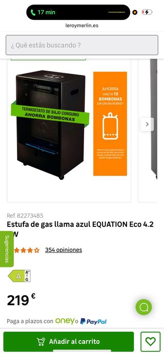 Estufa de gas llama azul EQUATION