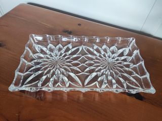 Bandeja cristal grueso decorada