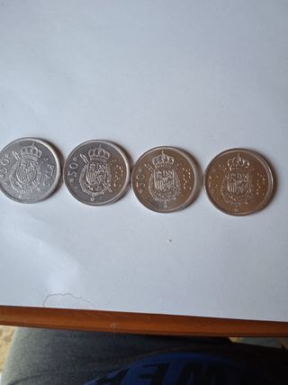 4 monedas 50 pts 1975 *76,78,79,80 sin c