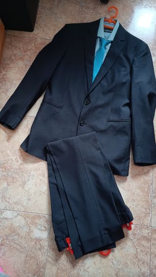 Traje Caballero negro #Hebymango talla 40+camisa+