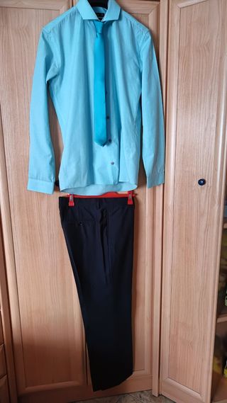 Traje Caballero negro #Hebymango talla 40+camisa+