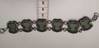 TOUS. Pulsera plata y cristal murano verde musgo