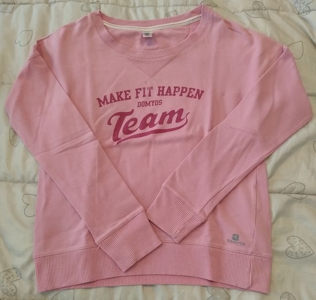 Felpa rosa "Make fit happen Domyos Team"