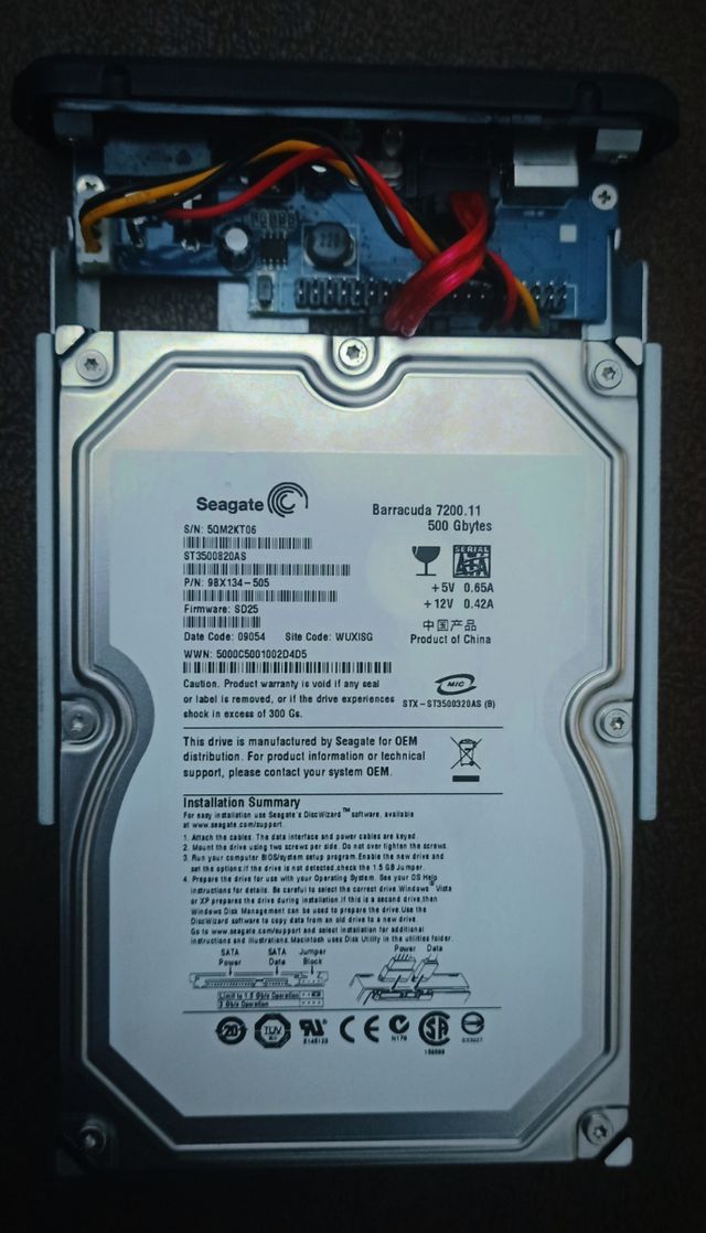 Custodia esterna Tooq e disco rigido da 3'5" da 500 Gb