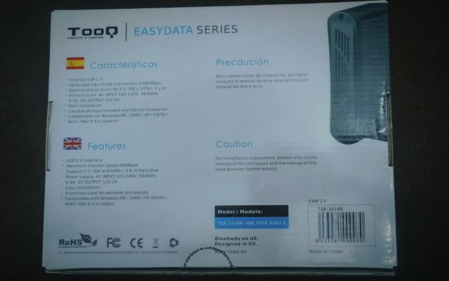 Custodia esterna Tooq e disco rigido da 3'5" da 500 Gb