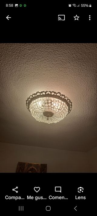 Lampara techo bronce y cristal