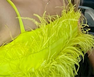 Vestido largo plumas