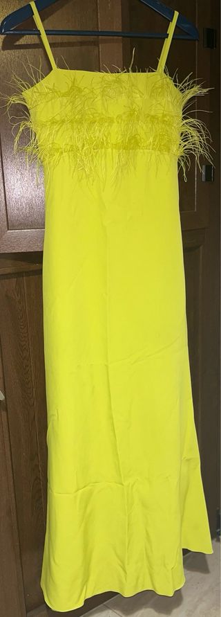 Vestido largo plumas