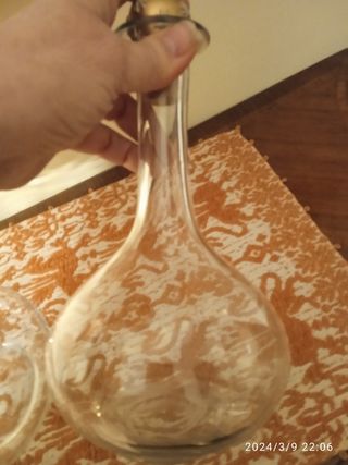 Coppia bottiglie d'epoca in vetro soffiato