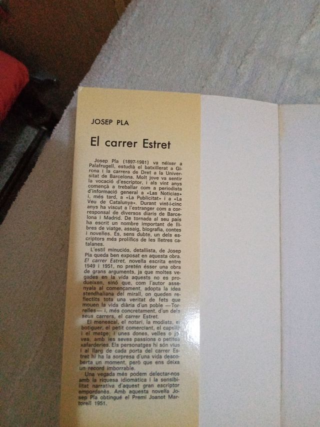 Llibre El Carrer Estret - Josep Pla.