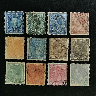 Lote de sellos Alfonso XII año 1875/82