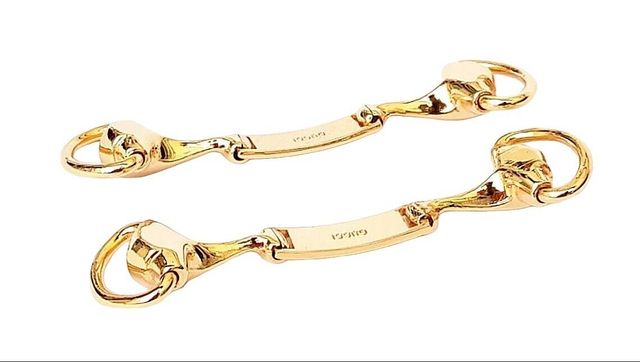 Gemelos Gucci Estribo Ecuestre Oro Vintage 80s.