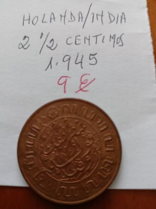 HOLANDA/INDIA 2 1/2 CENT. 1945
