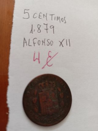 5 CÉNTIMOS 1879 DE ALFONSO XII