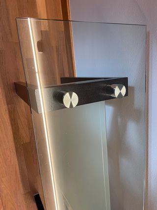 Mesa mueble recibidor salon de madera y cristal