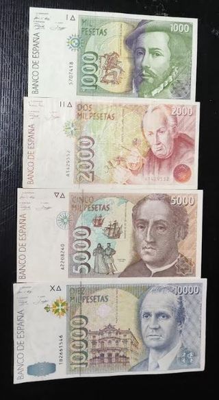 4 BILLETES 1000,2000,5000,10000 EN BUEN ESTADO