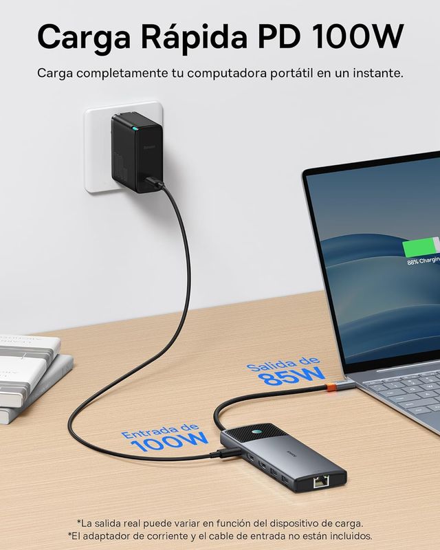HUB Usb C 10 en 1, HDMI, Ethernet, 100W