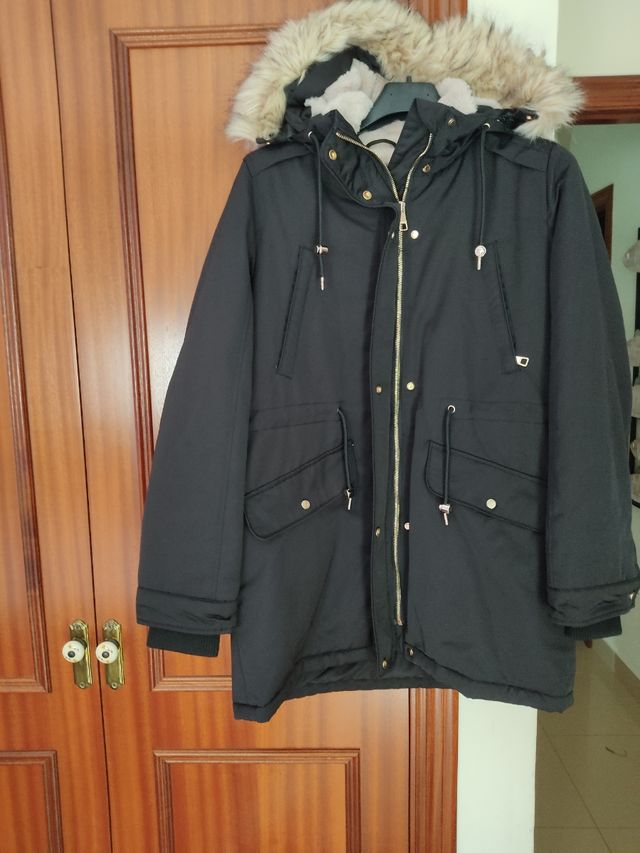 Abrigo (parka), negro, muy abrigado