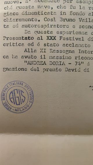 Riz Ortolani, "Andrea Doria - 74", copia promo