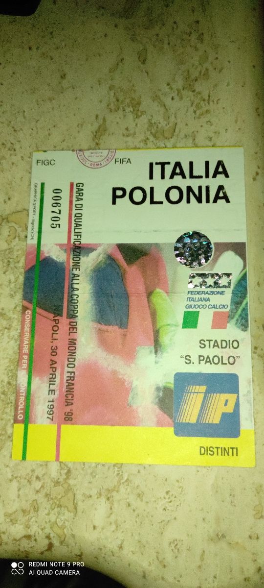 Biglietto calcio da collezionare