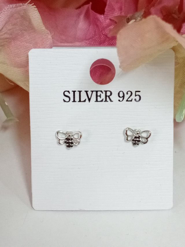 Pendientes abeja plata
