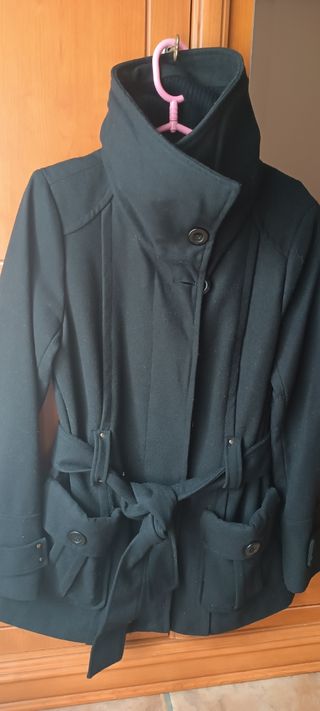 Abrigo paño mujer negro talla L