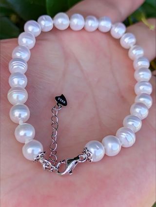 Pulsera, plata ley y perlas