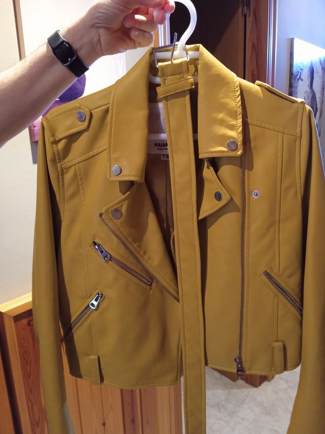 Chaqueta piel mostaza