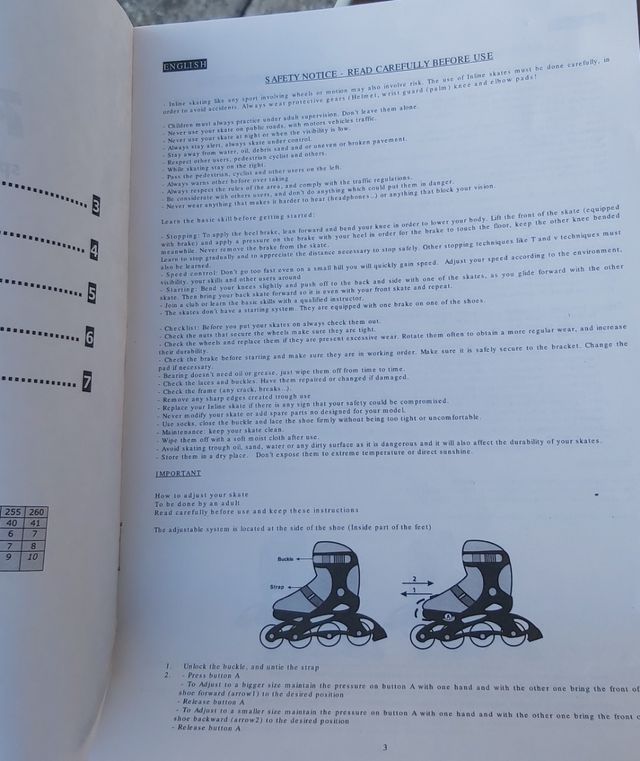 Pattini in Linea 38/41 guanti e ginocchiere/gomiti