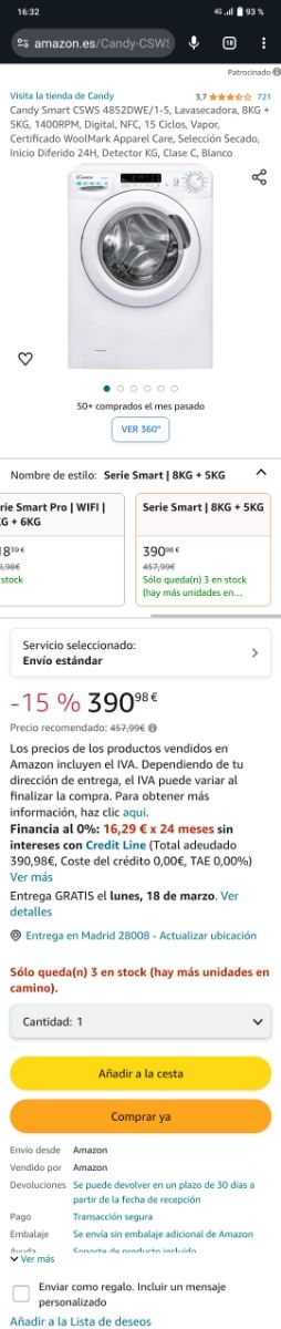 Urge lavadora secadora Candy 