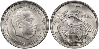 Moneda de 5 pesetas 1957 Franco
