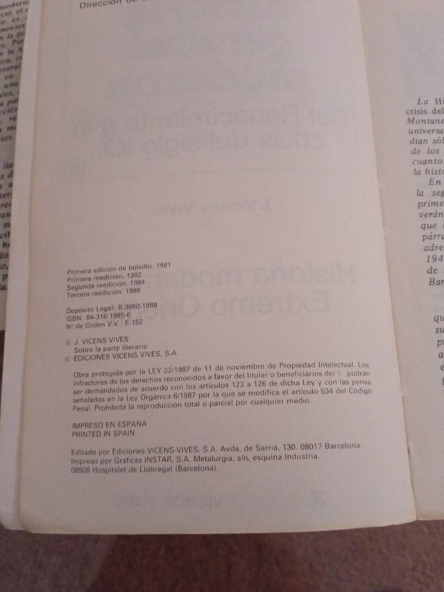 Historia general moderna. J. Vicens Vives