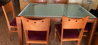 Mueble comedor cerezo, mesa grande y 6 sillas