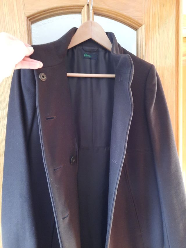 Abrigo de lana marrón mujer Benetton