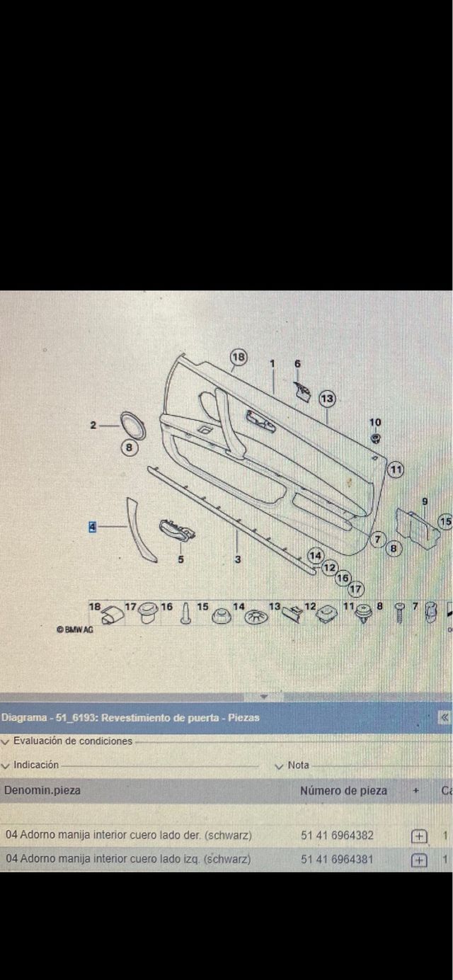 Embellec. cuero tapizado puerta BMW Serie 3 E92/93