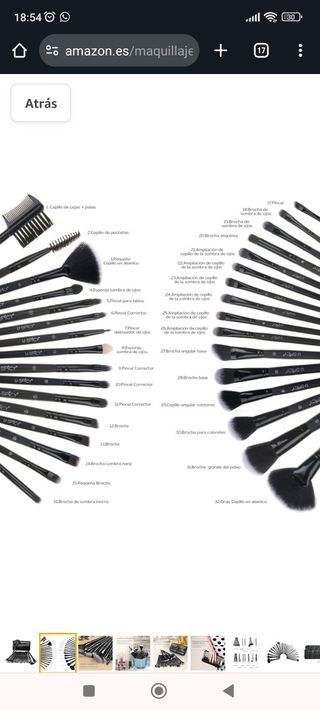 Set de brochas y pinceles de maquillaje