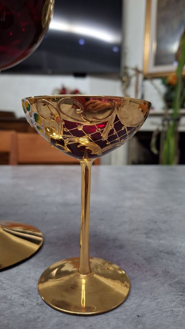 Servizio coppe in vetro di Murano e oro