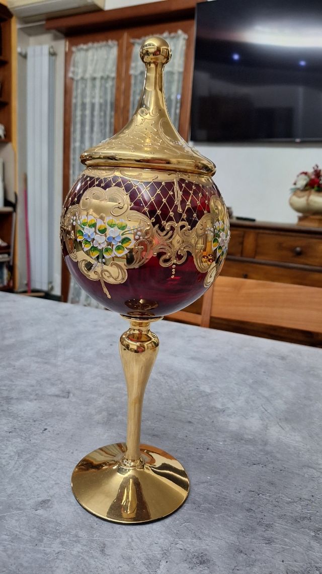 Servizio coppe in vetro di Murano e oro