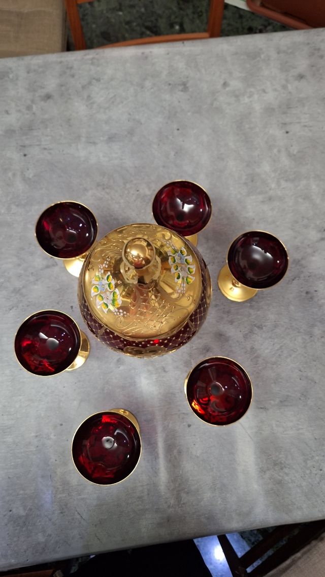 Servizio coppe in vetro di Murano e oro