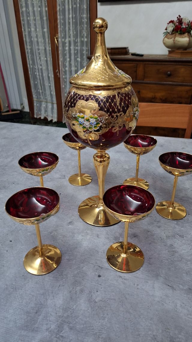 Servizio coppe in vetro di Murano e oro