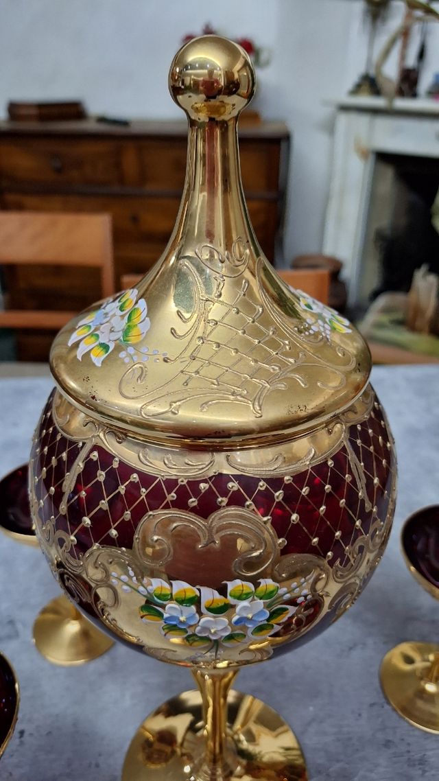 Servizio coppe in vetro di Murano e oro