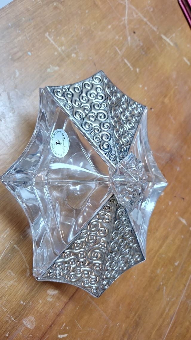 Porta bon bon cristallo e argento