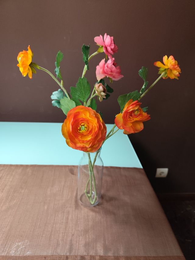 JARRÓN DE CRISTAL CON FLORES 15 X10