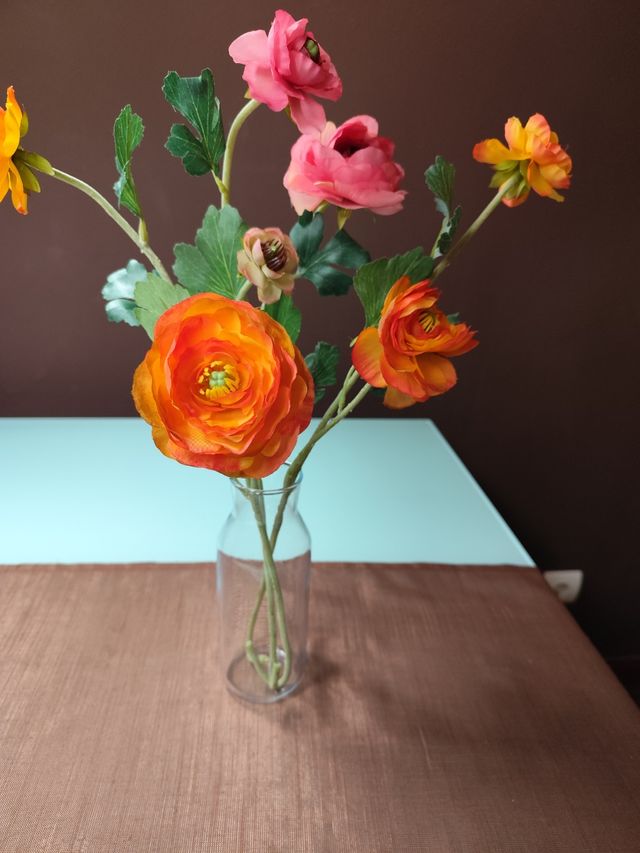 JARRÓN DE CRISTAL CON FLORES 15 X10