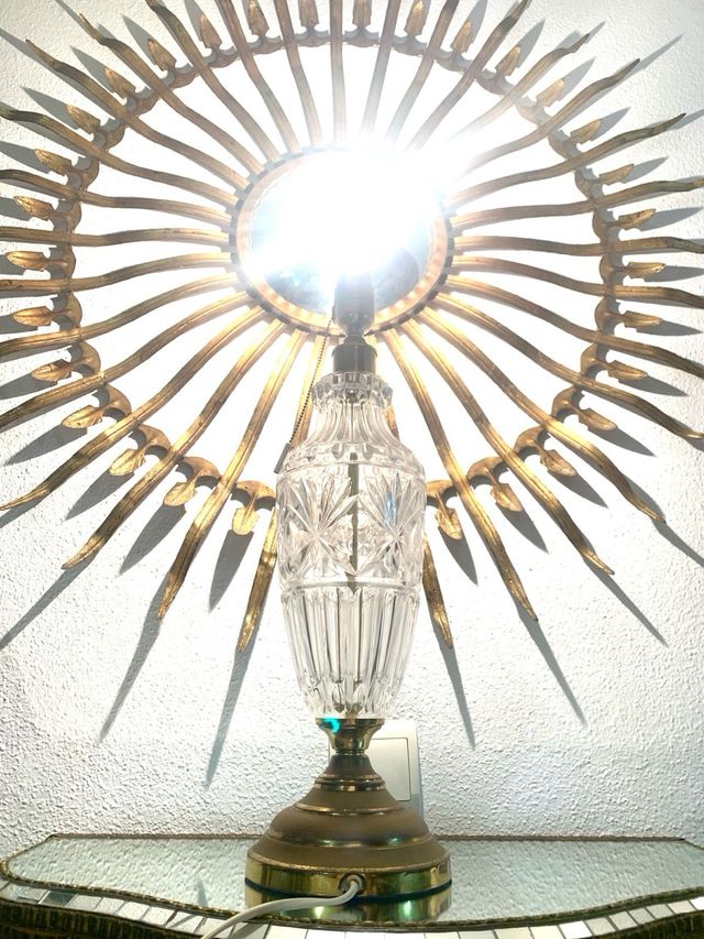 LAMPADARIO VINTAGE IN CRISTALLO INTAGLIATO