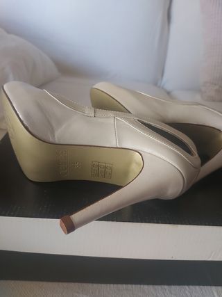 Zapatos piel blanco roto novia o ceremonia