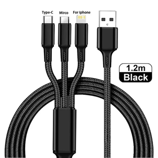 Cable Micro USB tipo C 3 en 1, cargador de móvil