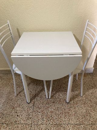 Mesa cocina madera plegable & 2 sillas
