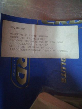 Cubre chasis honda yzf/wr 98-02 aluminio